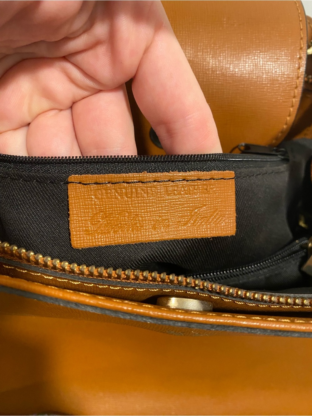 Vera Pelle Tan Leather Handbag - Picture 4 of 5